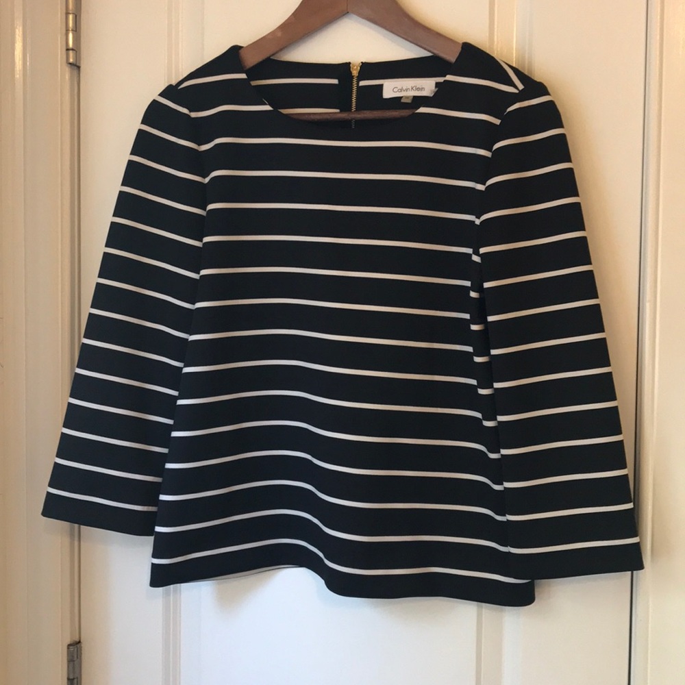 Calvin Klein Black & White Striped Blouse